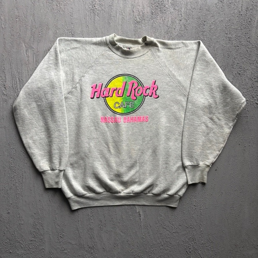 Vintage Hard Rock Cafe Nassau Bahamas Sweatshirt XL Grey 90s Fruit of the Loom
